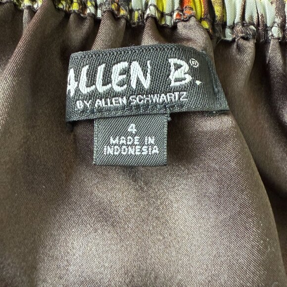 ALLEN B Allen Schwartz Chiffon Halter Dress Sz 4 Beaded Yoke Tribal Print Hi-Low - Picture 2 of 10